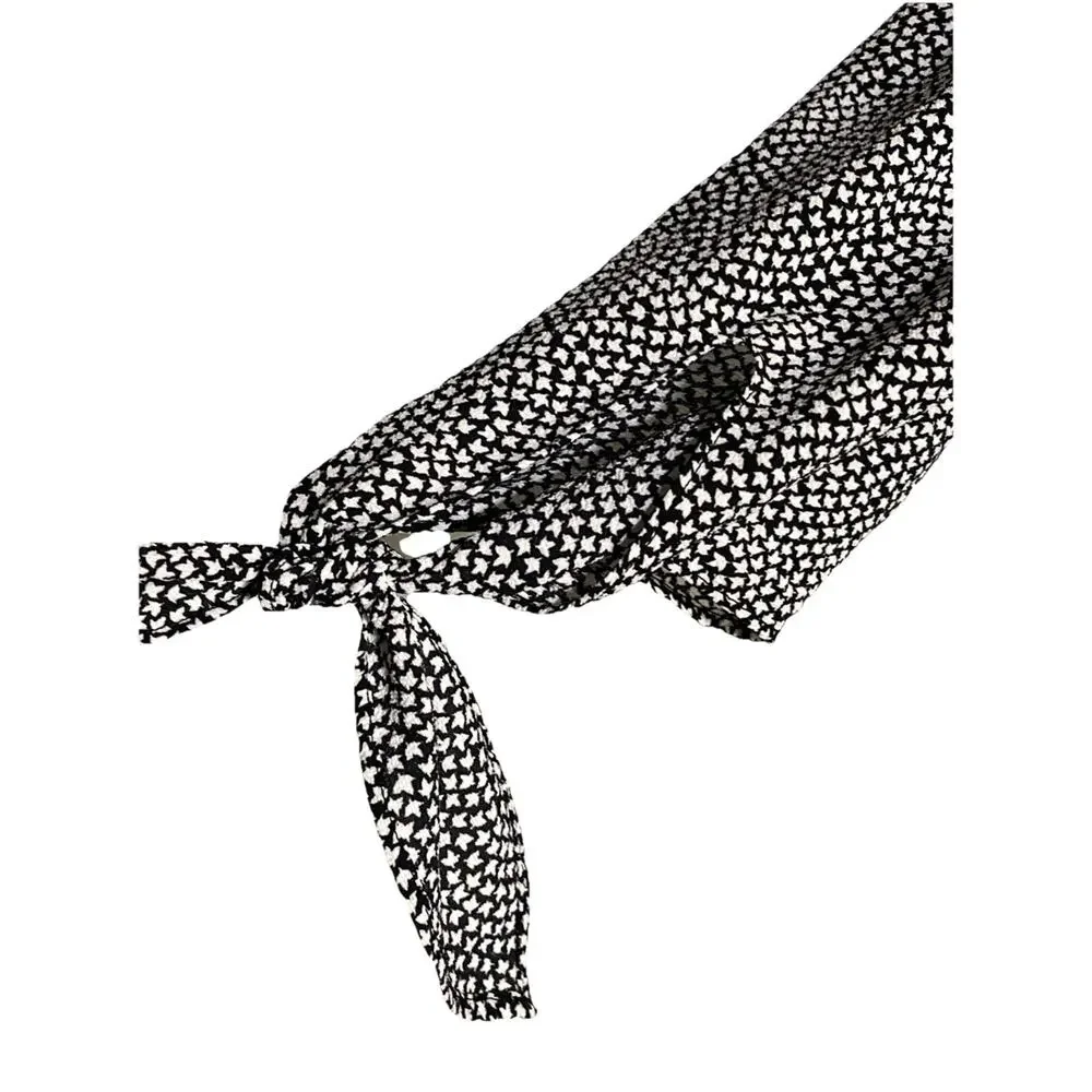 Michael Kors Women's Blouse Top 3/4 Tie Sleeve Black & White Small